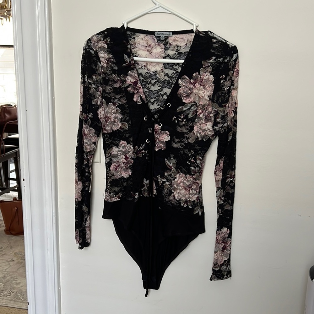 Chalotte Russe - Lace Floral Bodysuit